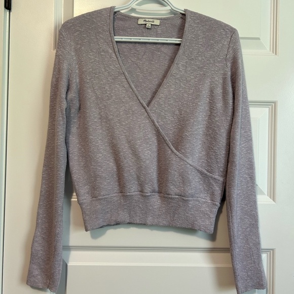 Madewell Lavender Lilac Women's Pullover Faux Wrap Sweater - Picture 2 of 6